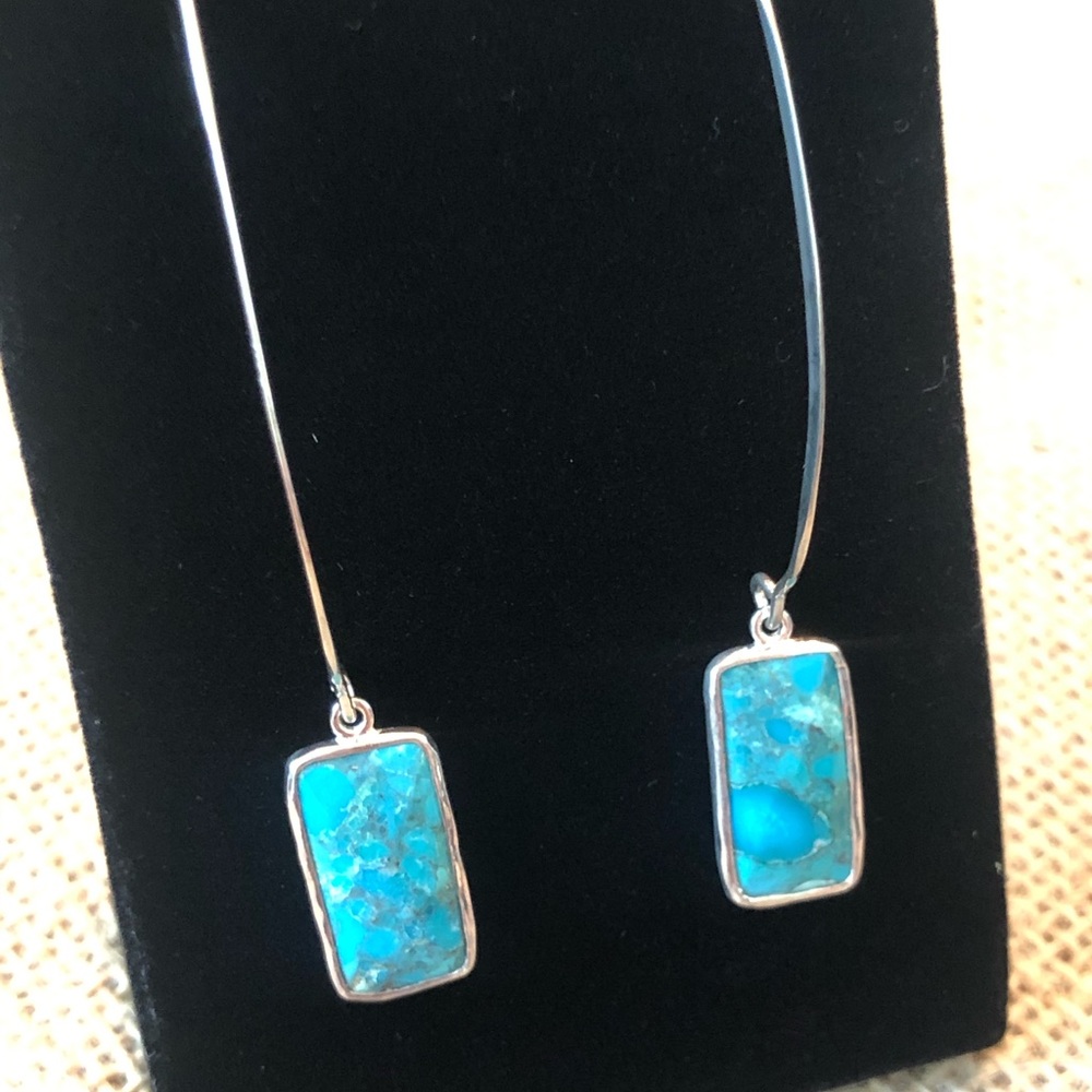 Silpada Turquoise Drop Sterling Threader Earrings
